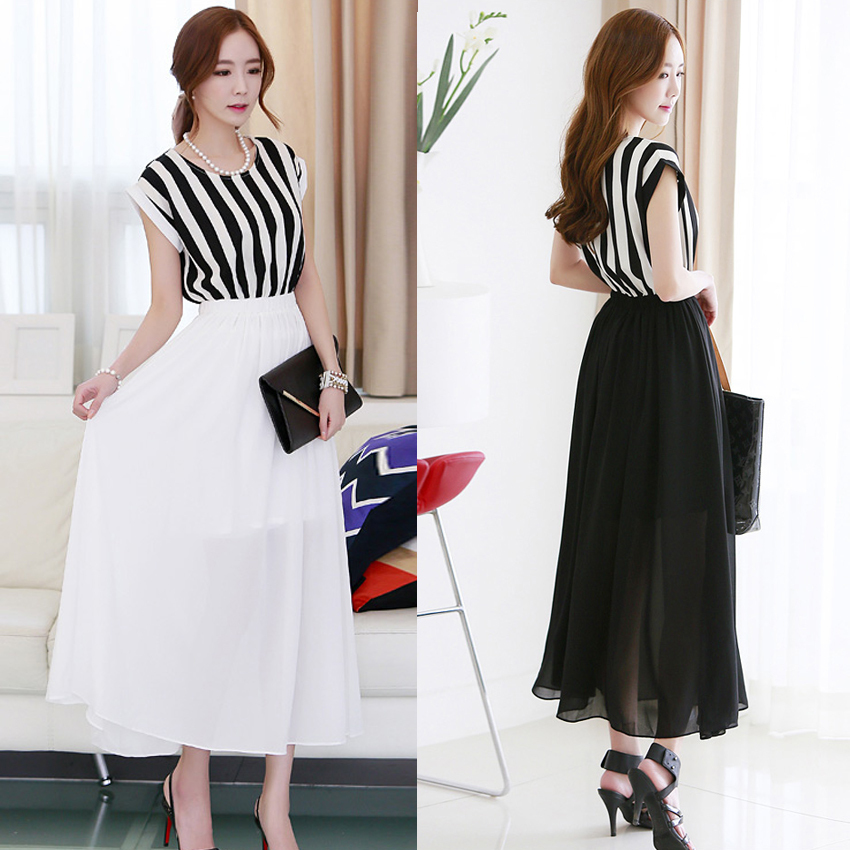Korean Style Casual Long Black Dresses Party White Slim Lace Summer Dress Ladies Fashion Faux 2